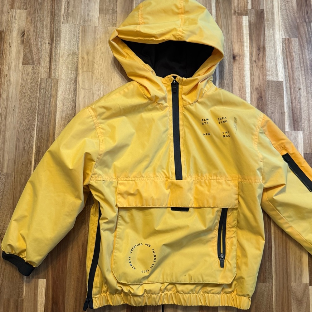 Zara Boys Yellow Half Zip Anorak Windbreaker Jacket Hooded‎ Size 6 116cm